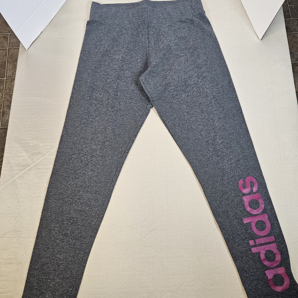 Adidas Gray Leggings with Pink Logo
